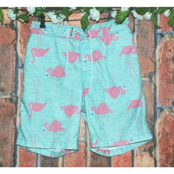 St. John's Bay Men's Swimming Trunks Size M Pockets Flamingos Elastic Tie Waist - Picture 1 of 8
